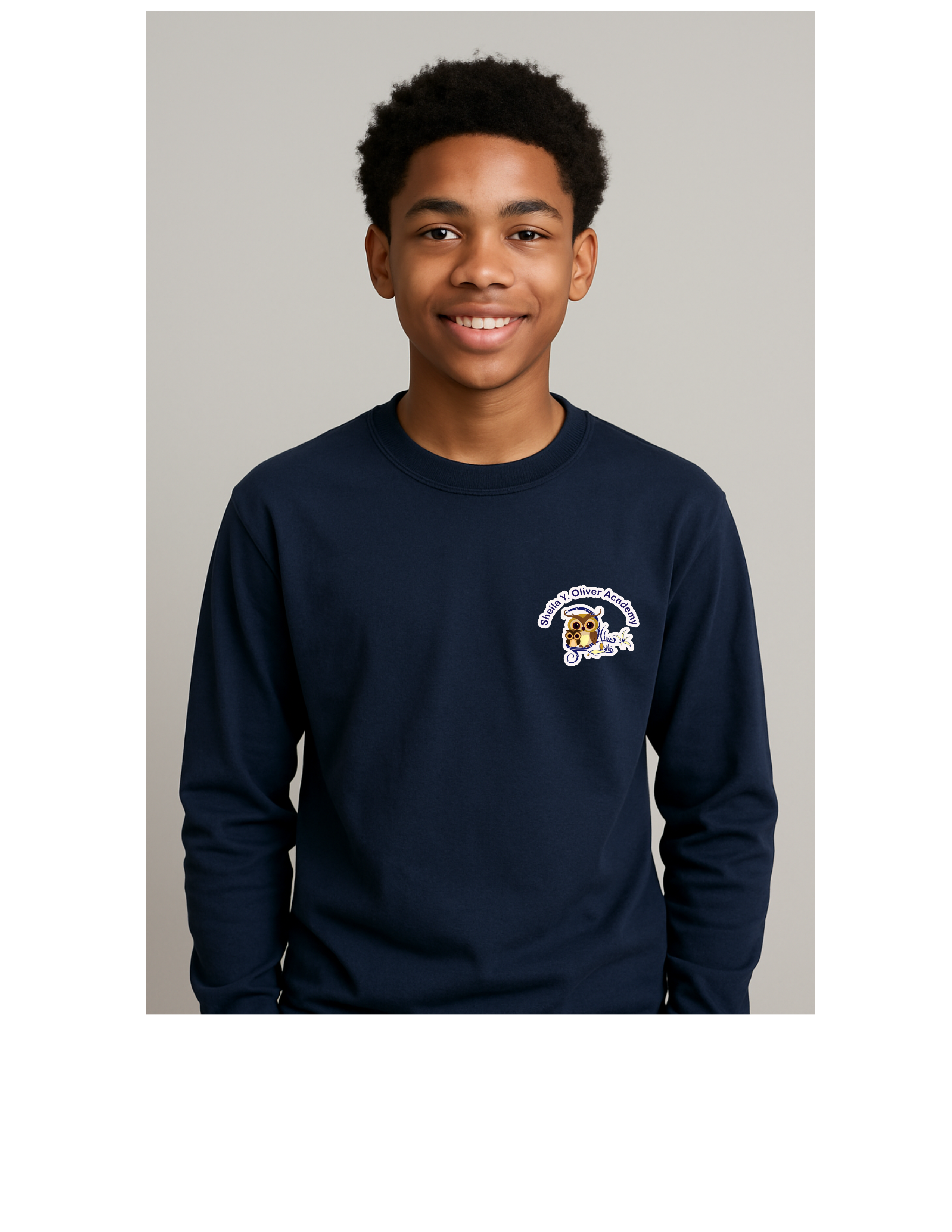 Long Sleeve Navy Blue Adult Tshirt