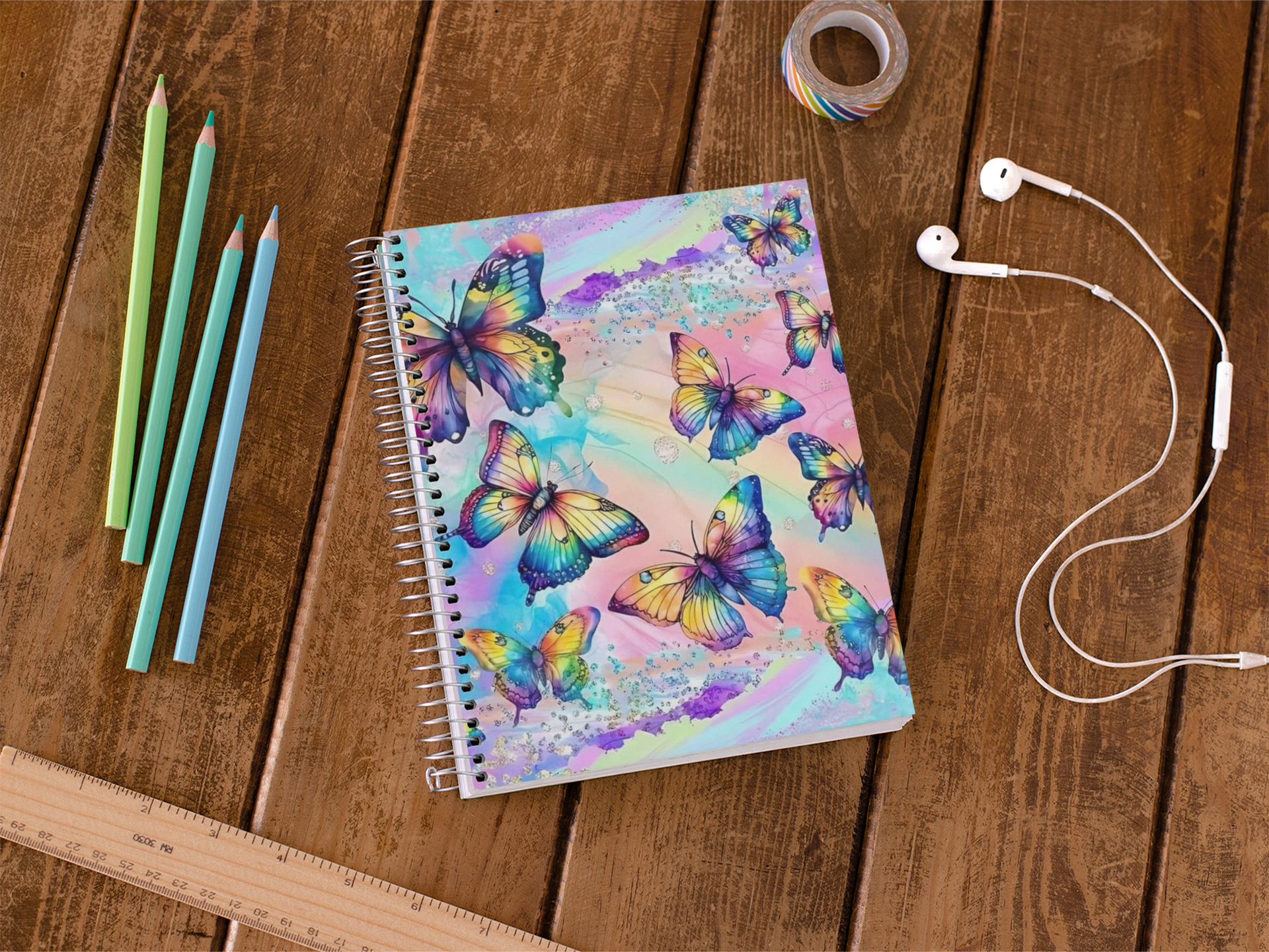 Rainbow Butterflies 1 Subject Notebook