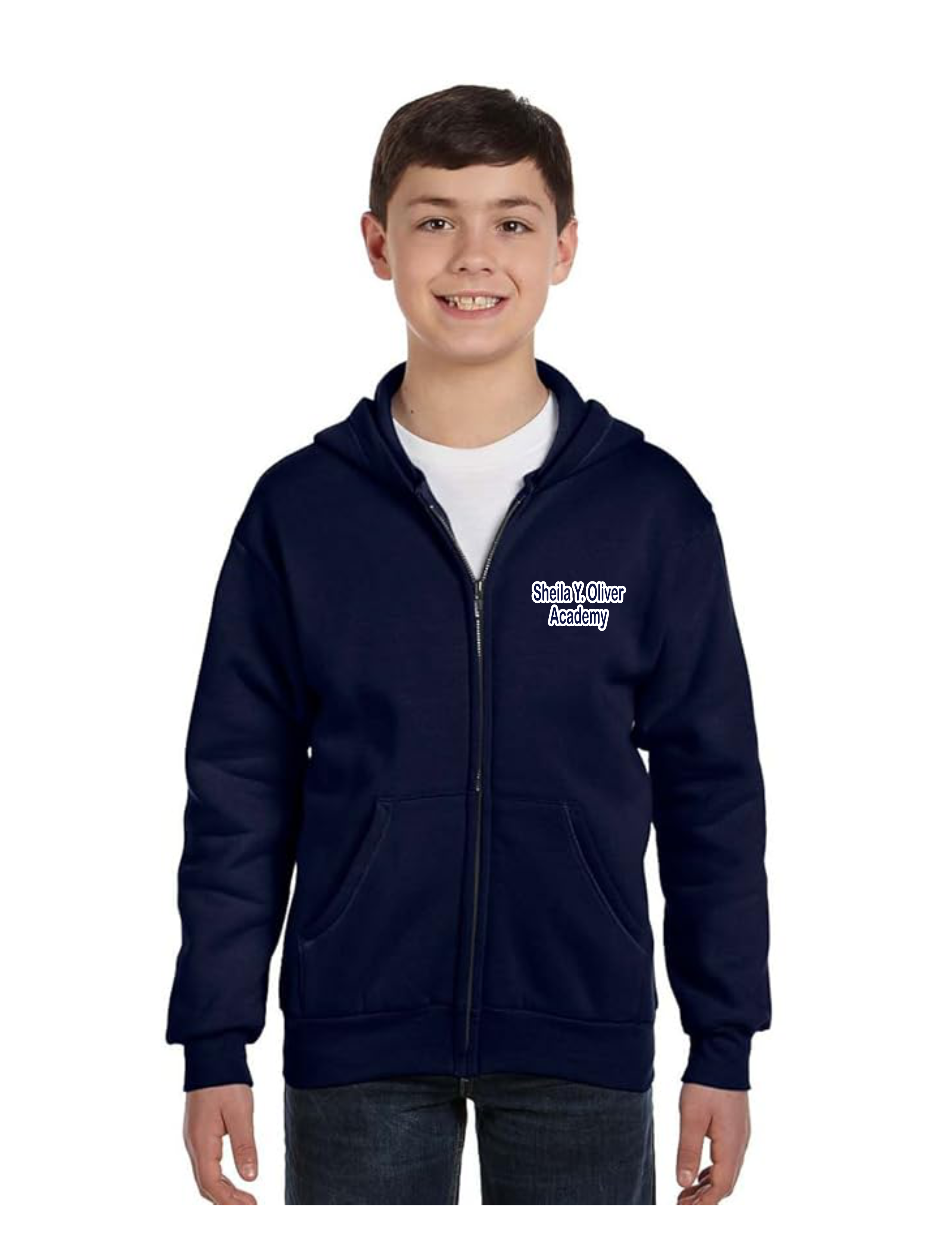 Youth Navy Blue Zip Up Hoodie