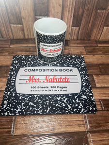 Composition Notebook coffee mug and mouse pad set