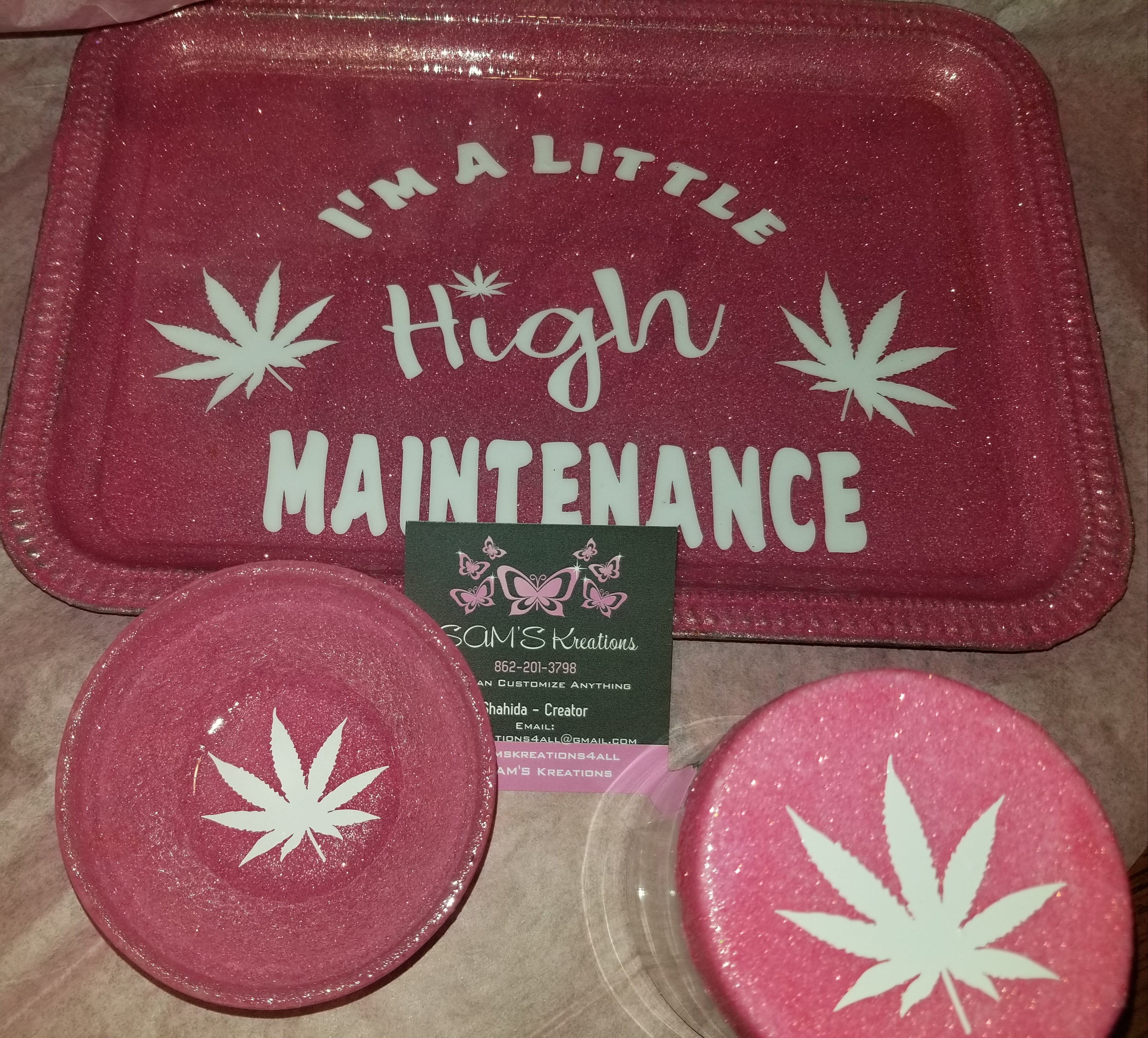 Other, Custom Gold Glitter Rolling Tray Set