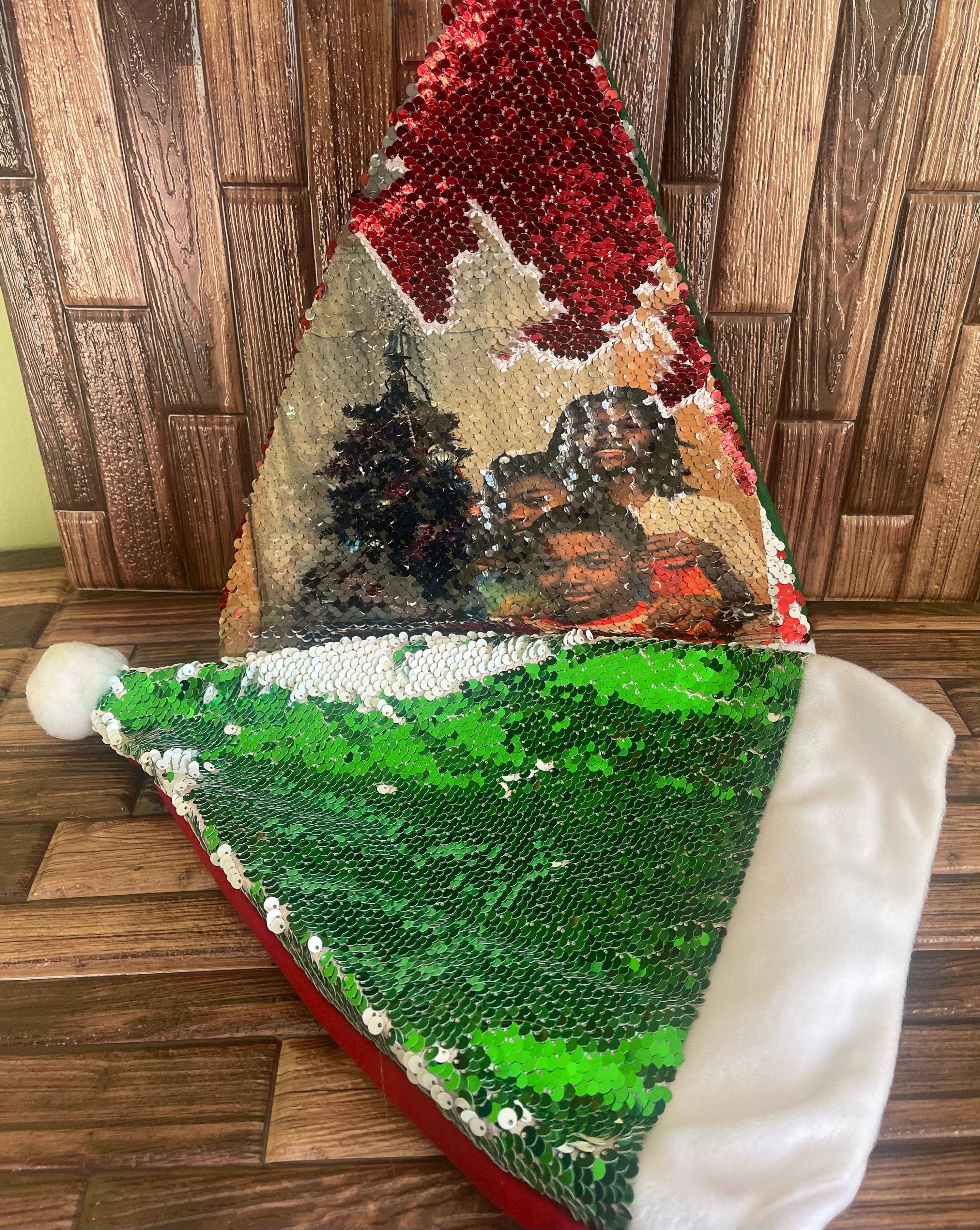 Sequin Custom Photo Santa Hat