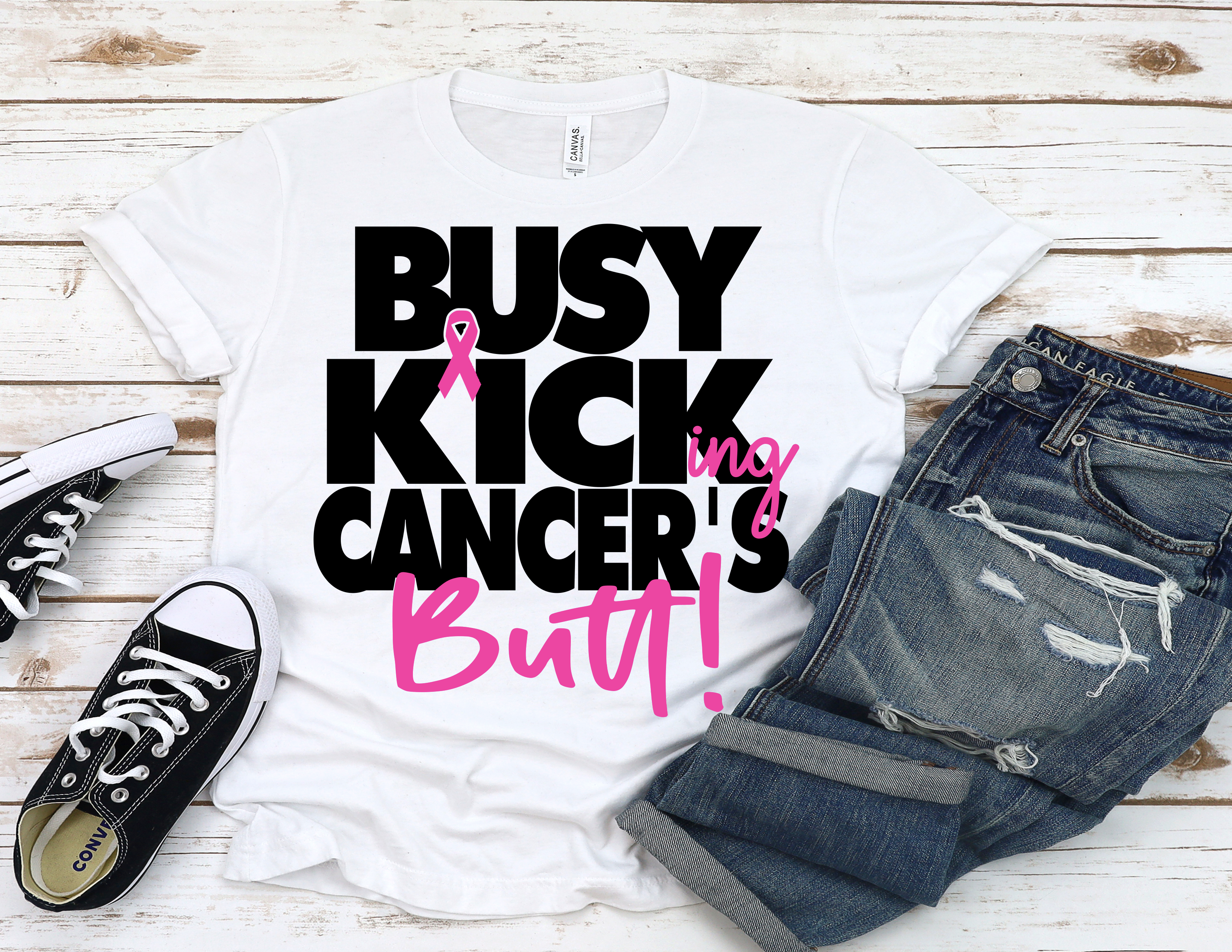 Busy Kicking Cancers Butt Tshirt