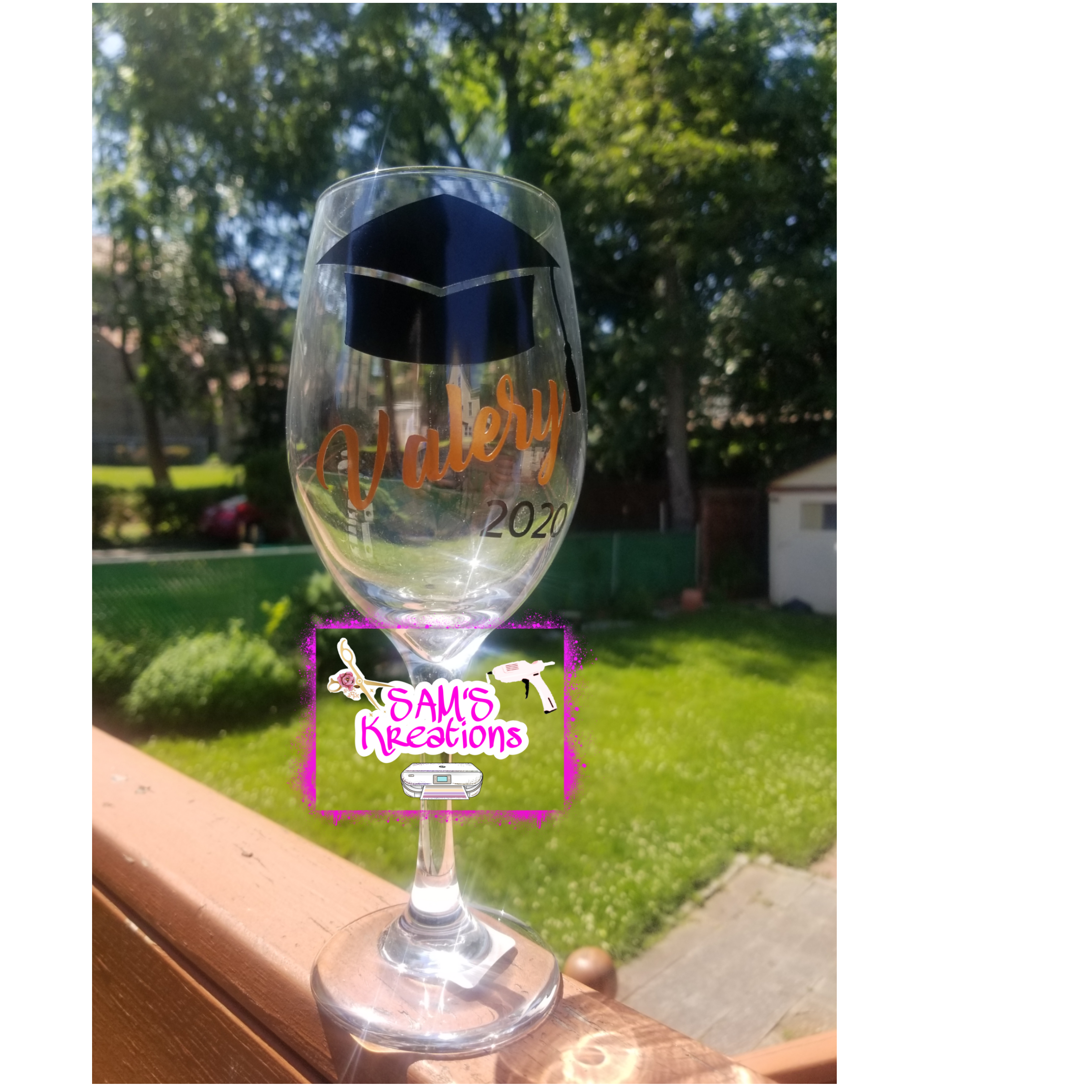 Graduation Themed Wine Glass