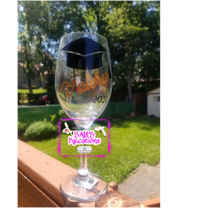 Graduation Themed Wine Glass