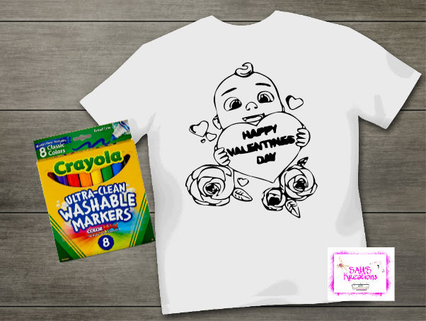 Kids Valentine's Day Coloring Shirts