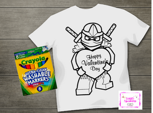 Kids Valentine's Day Coloring Shirts